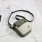 LLYGE Mini Shoulder Bag Female Small Canvas Fashion Canvas Cross Body Bag Casual Handbag Simple Zipper Purse Coin Bag