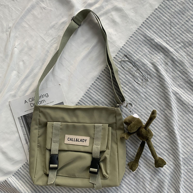 Llyge Fashion Classic Simple Messenger Bag Women's South Korea Chic Postman Bag Lady Student Nylon Waterproof Canvas Schoolbag