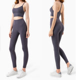 LLYGE Seamless Women Sport Suit Gym Workout 2PC  Back Yoga Bra Pants Butt Lifting Cropped Leggings Athletic Set Conjunto Deportivo