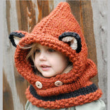 llyge Winter Kids Fox Ears Handmade Beanie Hat Scarf Sets for 1~10 Year Old Children Girls Scarves Free Shipping（merry christmas）