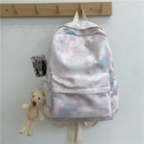 Llyge New Tie-Dye Canvas Women Backpack Female Lovely Travel Bag Teenage Girls High Quality Schoolbag Lady's Knapsack Small Book Bag