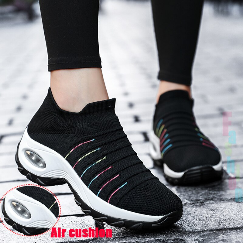 Llyge 2022  Flat Shoes Women Running Platform Zapatos De Mujer Air Cushion Pure Colour Sneakers Female  Soft Loafers
