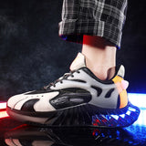LLYGE Trendy Mesh Men Sneakers Breathable Running Shoes For Men Fluorescent Sport Shoes Outdoor Cushion Walking Jogging Athletic Shoes