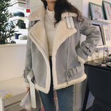 Llyge Women Winter Fashion Faux Fur Loose Cotton Warm Thick Coat Female Suede Short Faux Leather Jacket Casual Warm Outwears 2023