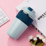 Llyge  2023  350ml/480ml Fashion Stainless Steel Thermos Coffee Mug With Straw Car Vacuum Flask Travel Insulated Cup Thermal Bottle Tumbler