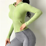 Llyge 2023 Sport Jacket Women Slim Running Coat Autumn Zipper Fitness Active Wear Gym Hoodies  Workout  Top Yoga Sportswear