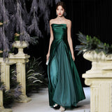 Llyge 2023 Green Evening Dresses  New Temperament Satin Strapless Banquet Gown Fashion Patchwork Polka Dot Women Catwalk Show Dress