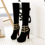 Llyge Size 34-43 New 2022 Knee High Boots Women Faux Suede Fashion Calf Boots Platform Square Heel Ladies Women's Winter Boots