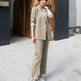 Spring Women Suit 2 Piece Sets Casual Blazer High Waist Pants Office Lady Notched Jacket Pants Suits Set