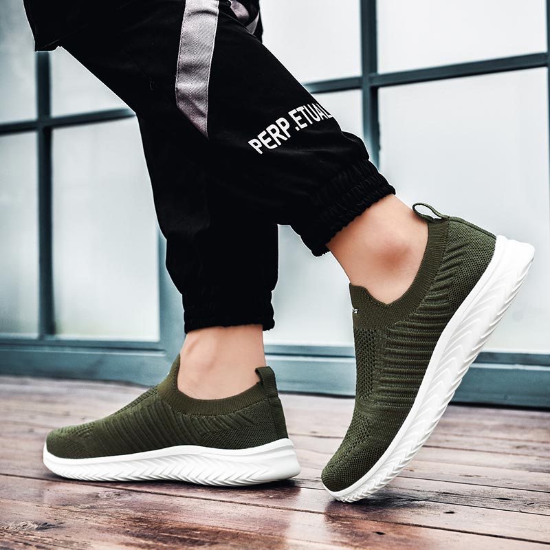 Llyge 2023  Large Size Summer Without Lacing Men Sneakers Socks Men's Sport Shoes Mens Running   Sports Army Green Snickers