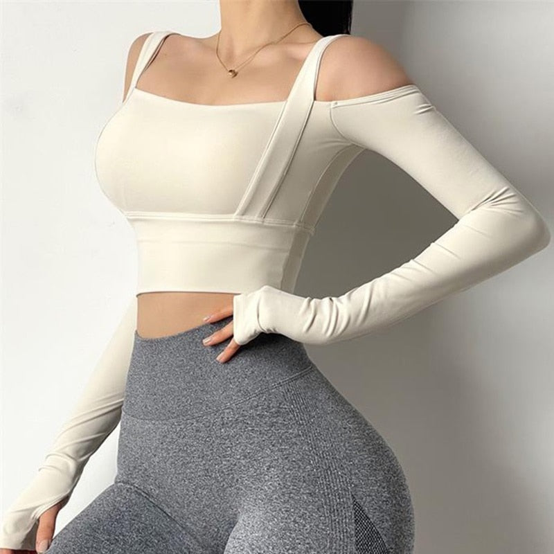 Llyge 2023 Sports Bra Fitness Long Sleeve Underwear Women Blouse Winter Autumn Yoga Crop Top Running Gym Shirt Activewear