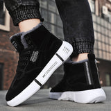 Llyge Men's Sneakers 2022 New Non-slip Warm Men Shoes Casual Plus Velvet Light Black Platform Male Cotton Shoes