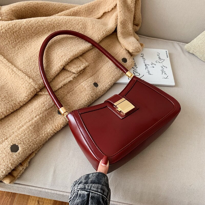 Llyge  Graduation party  SWDF New Solid Color PU Leather Shoulder Bags For Women 2023 Lock Handbags Small Travel Hand Bag Lady Beautiful Fashion Bags