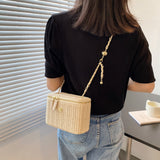LLYGE Korean Fashion Female Bag 2022 New Summer Seaside Vacation Woven Bucket Bag Literary Personality Chain Shoulder Messenger Bag