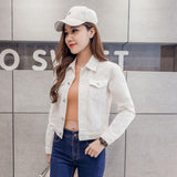Llyge New Long Sleeve Spring Slim White Jeans Top For Women Solid Denim Jacket Women Short Overcoat Ladies Jackets Tops