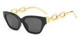 Llyge  2023 Metal Chain Women's Cat Eye Sunglasses Luxury Brand Designer  Small Shades sun glasses for women Fashion Oculos De Sol