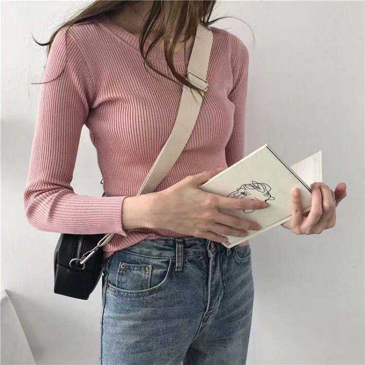 Llyge Fall Pink Knitted Sweater Women's Clothes Black Korean Pullover Tops Vintage White Winter Thin Woman Sweaters Autumn Jumper