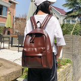 Llyge Fashion Preppy Style Women Backpack Leather School Bag Backpacks For Teengers Gilrs Large Capacity Pu Travel Backpack Sac A Dos