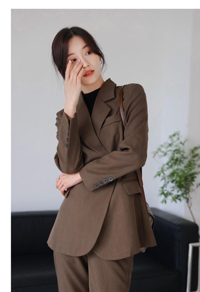 Llyge 2022 Women Spring  Autumn Winter Two Piece Set Office Ladies Work Casual Loose Blazer Clothes Female Pants Suits