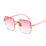 LLYGE Vintage Rimless Square Sunglasses Women Luxury Fashion Oversized Sun Glasses Female Retro Pink Black Gradient Mirror Oculos