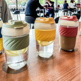 Llyge  2023  Tritan Plastic kawaii Coffee Cup With Lids Straw Cute Water Bottles Girls Travel Portable Leakproof Tumblers 400ML 500ML