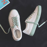 Llyge Shoes Woman 2023 Spring New Flat Leather Sneakers Female Solid Color Student Platform Shoes Casual Flats Women Shoes