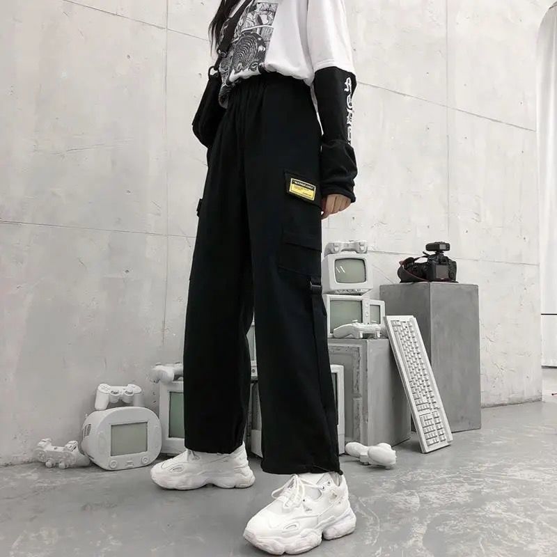 Llyge Techwear Women Cargo Pants Hippie Streetwear Black Jogging Wide Leg Trousers for Female 2023 Korean Fashion Hip Hop
