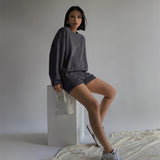 Women High Quality Hoodies Tracksuits 2 Piece Set Summer Autumn Sweatshirt + Sporting Shorts Outfit Solid Pants Suit