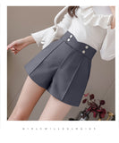 Llyge Suits Shorts Women 2023 Summer New High Waist Solid Black Office Work Shorts Ladies Pocket Gray Wide Leg Trouser S-XL