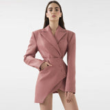 Graduation Party Dress Llyge 2023 Trending Long Sleeve Two Pieces Set PU Jacket With Waistband Women's Lovely Pink Suit BY2486