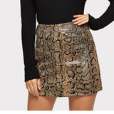 Llyge Mini Skirt Women High Waist Casual Snakeskin Print Office Pencil Skirt Short Casual Female Street Wear  Hot Fashion New