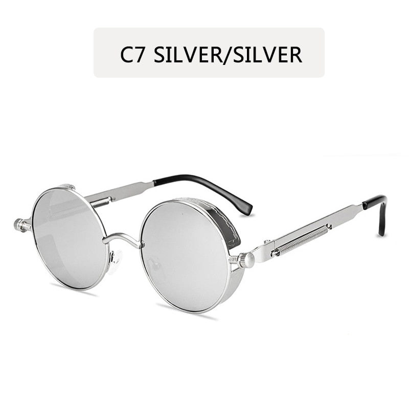 Llyge 2023 Metal Steampunk Sunglasses Men Women Fashion Round Glasses Brand Design Vintage Sun Glasses High Quality Oculos De Sol