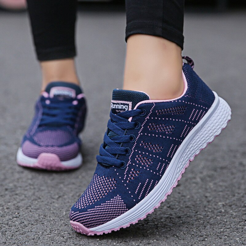Llyge 2022  Women Running Shoes Fashion Breathable Walking Mesh Flat  Sneakers  Gym White Female Footwear