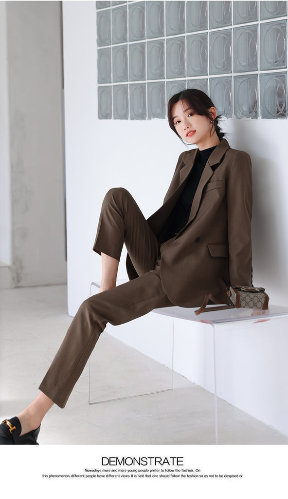 Llyge 2022 Women Spring  Autumn Winter Two Piece Set Office Ladies Work Casual Loose Blazer Clothes Female Pants Suits