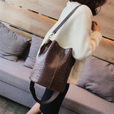 Graduation Gift  Vintage Women Crossbody Bags For 2023 New Shoulder Bag Fashion Handbags And Purses Leather Stone Pattern Zipper Bucket Bags