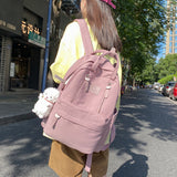 LLYGE Fashion Women Backpack High School Student Bag Large Capacity For Teenage Girls Boy Travel Waterproof Black Mochilas