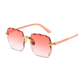 LLYGE Vintage Rimless Square Sunglasses Women Luxury Fashion Oversized Sun Glasses Female Retro Pink Black Gradient Mirror Oculos