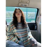Llyge 2022 Graduation party  Women's Sweater Winter Autumn Retro Jacquard Long Sleeve Pullovers New Korean Version Wild Oversize Thickened Jumper Top Woman