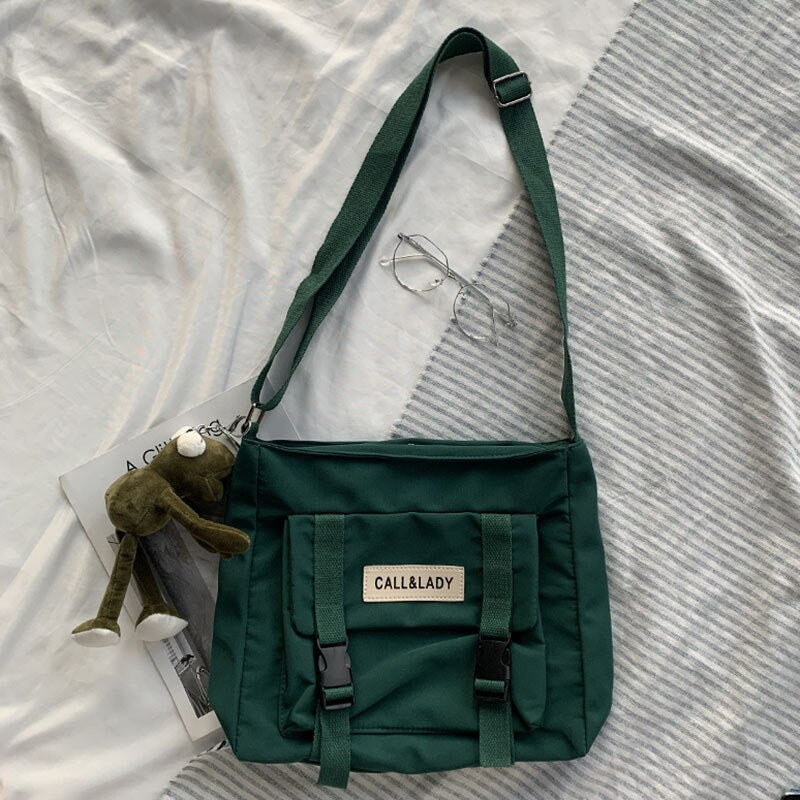Llyge Fashion Classic Simple Messenger Bag Women's South Korea Chic Postman Bag Lady Student Nylon Waterproof Canvas Schoolbag