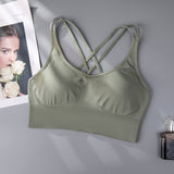 Women Sport Underwear Plus Size XXL Nylon Stretch Middle Support Crosscriss Gym Bra Top For Outdoor Fitness Yoga Running Workout