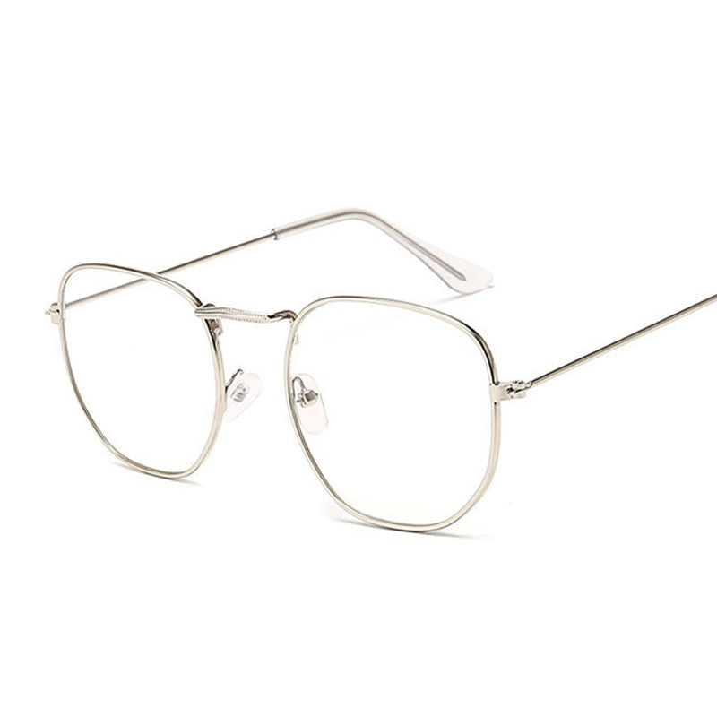 LLYGE Small Hexagon Alloy Gold Frame Glasses Classic Retro Optics Eyeglasses Transparent Clear Lens Women Men Espectacles Female