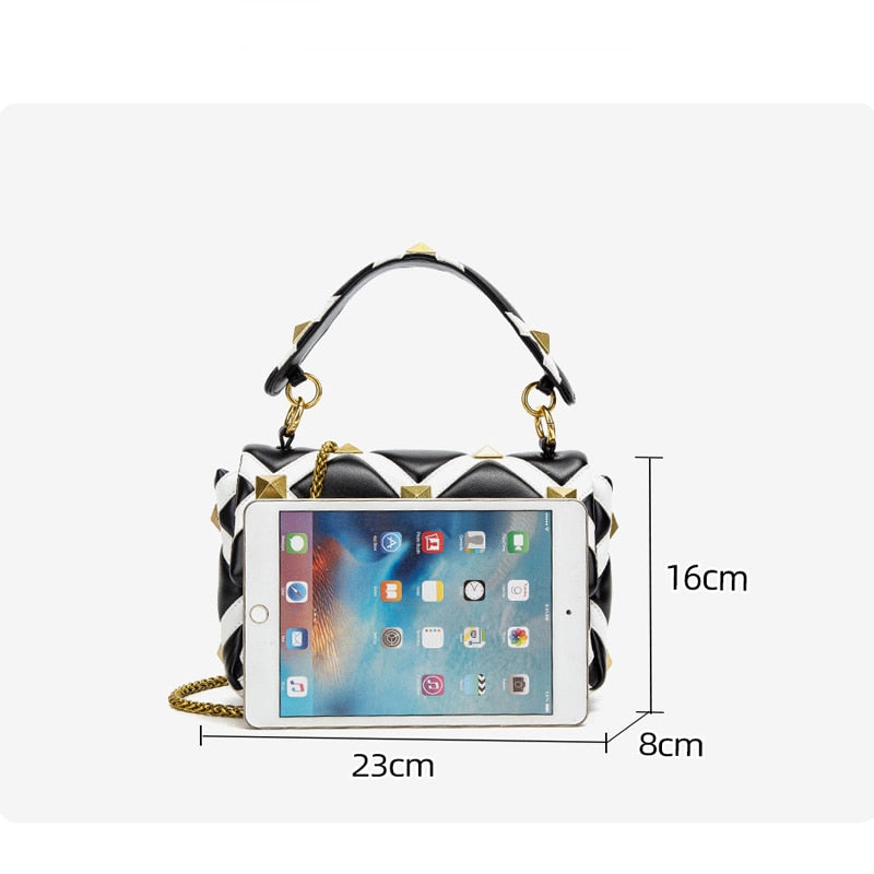 LLYGE luxury designer brand purses and handbags for women vintage rivet Shoulder Messenger Bag Women's purse Female bag High Quality