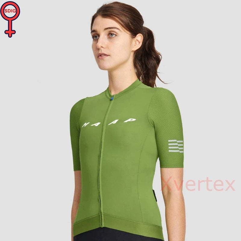 Llyge 2022 New Women Cycling Jersey Bicycle Team Breathable Quick Dry Shirts Short Sleeve Plus Webbing Bike Wear Summer Clothing