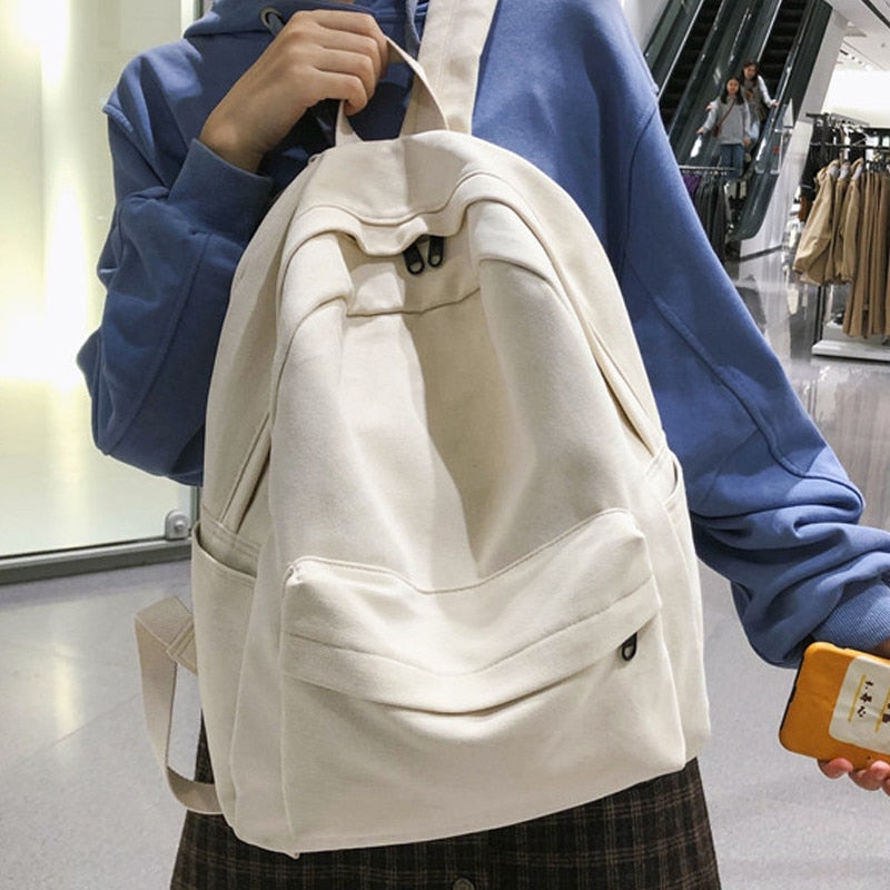 Llyge Fashion Female Bookbag Cotton Women Backpack for Teenagers Girl College Men Black School Bag Student Mochila