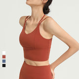 Llyge 2023 Nudity Women Sports Bra Crop Tops New Fabric Skin-friendly Wider Straps Gym Top Solid Color  Sport Wear Outdoor Active Bras