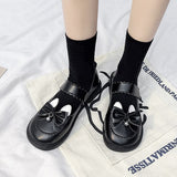 Llyge 2022 New Round Toe Women's Shoes Soft Tudent Cute Lolita Small Leather Shoes Bow Velcro Jk Fashion Single Shoes Female