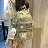 LLYGE Back To School LLYGE Korea Style Female Student Laptop Backpack Cute Fashion Book Schoolbag Women Kawaii Backpacks Harajuku Girl Mesh College Bag