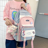 LLYGE Fashion Women Backpack Cute Nylon Waterproof Set Bag Rucksack Teens Kawaii Bookbag For Girls Schoolbag Travel Mochila