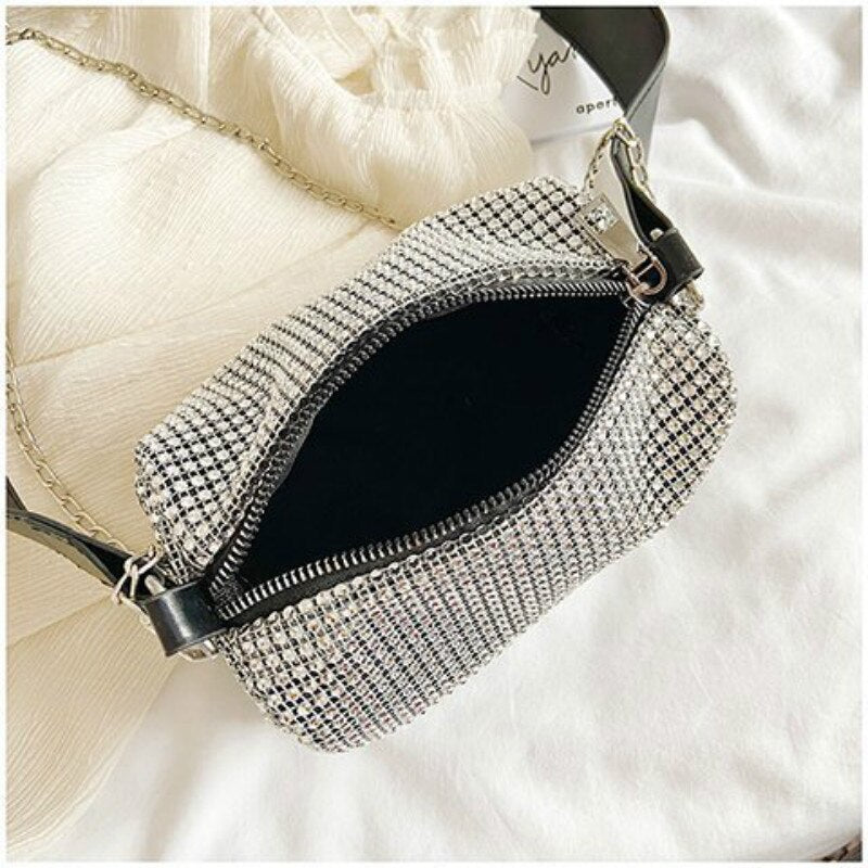 Llyge Luxury Handbags Women Bags Designer 2023 New Rhinestone Bag Leather Shoulder Bag Flash Hand Bag Casual Crossbody Bag