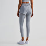 Llyge Vnazvnasi Fake Two Piece Yoga Pants New Anti Walk Out Pocket High Waist Hip Lifting Sports Tights Jogging Women Workout Leggings